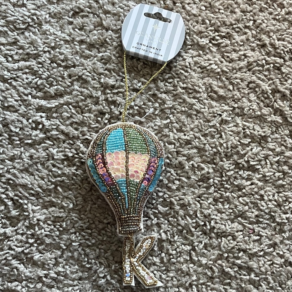 Beaded Hot Air Balloon Ornament with 'K' Charm